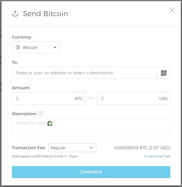 send bitcoin through wallets
